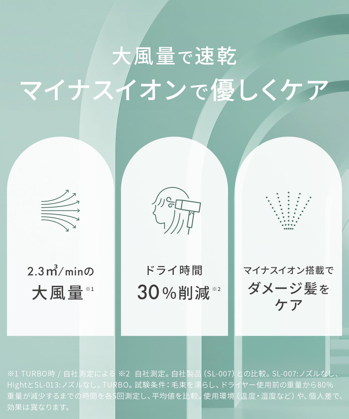 SALONIA Sèche-cheveux Ionique Pliable 1200W en Vert Misty