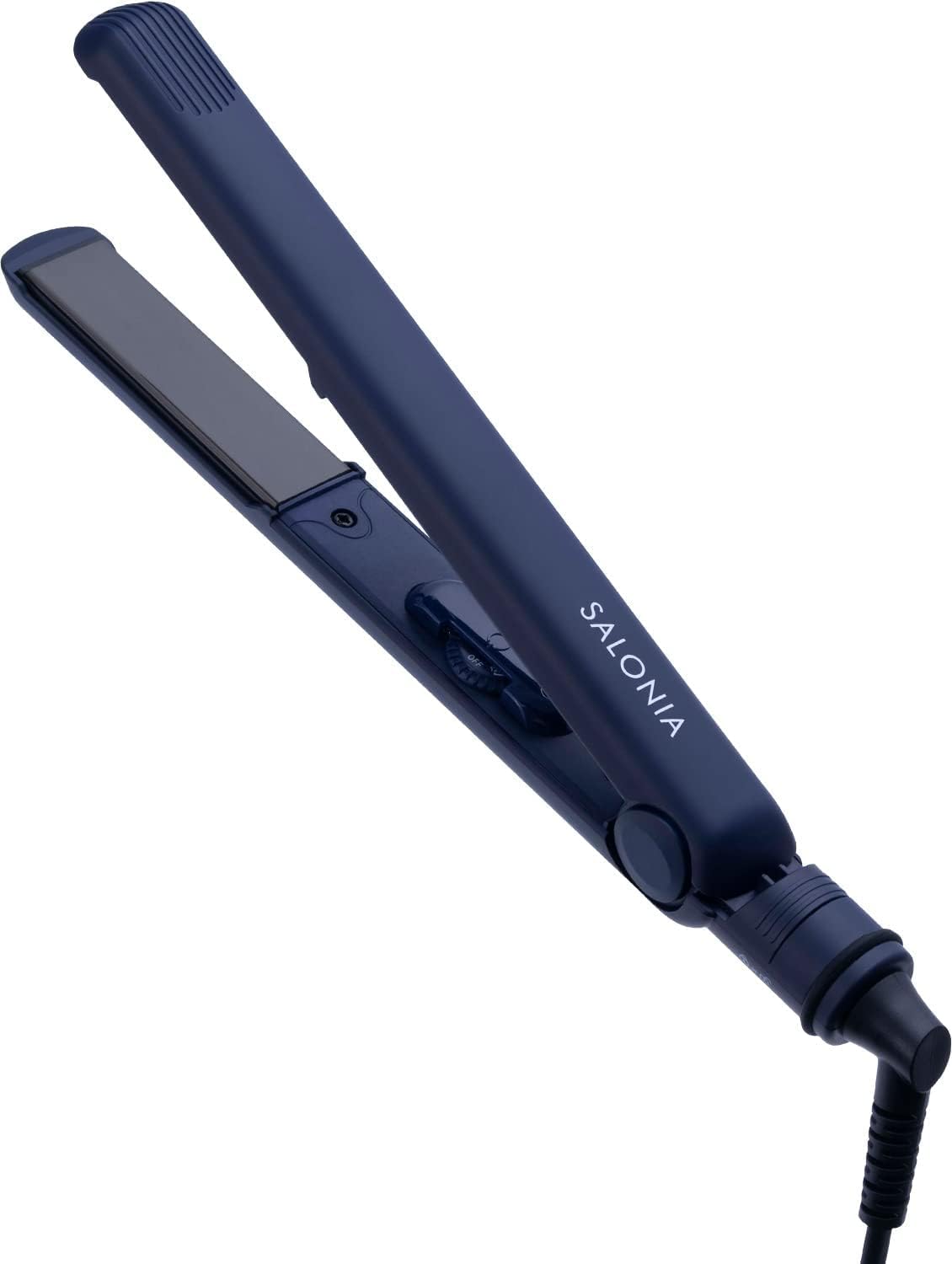 SALONIA 24mm Straight Hair Iron Navy for Japanese Hair Care