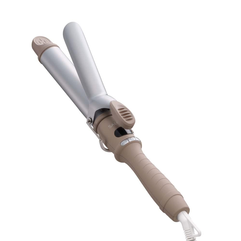 SALONIA Ceramic Curling Hair Iron, 32mm, Beige, Overseas-Compatible, Amazon.co.jp Exclusive