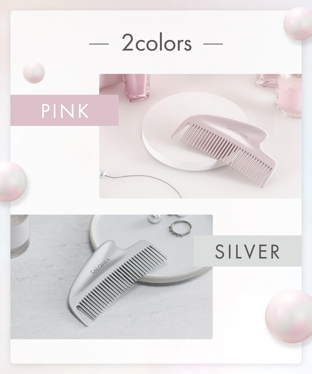 SALONIA Glossy Care Metal Kassa Comb for Beautiful Hair