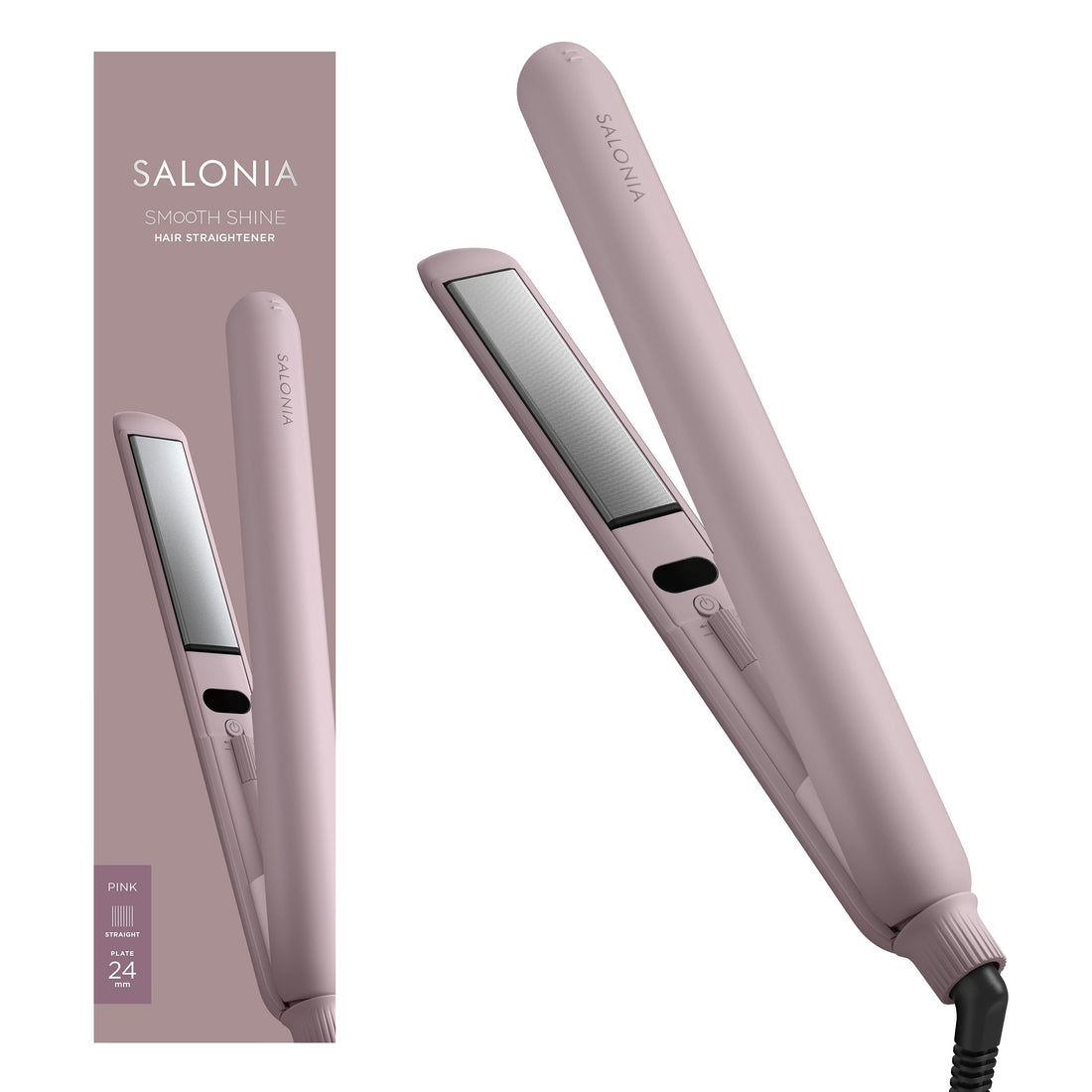 SALONIA Smooth Shine Hair Straightener, 24mm, Pink (Amazon.co.jp Limited)