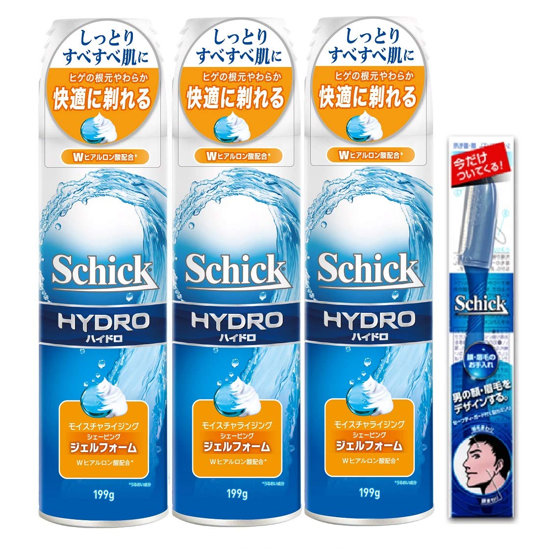 Schick(シック) ハイドロシェービングジェルフォーム カミソリ 髭剃り ひげそり シェービング かみそり 単品 シェービングジェルフォーム199g×3本セット