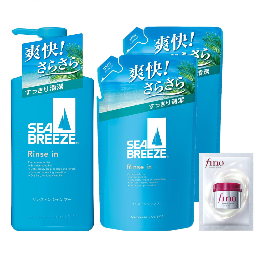 Seabreeze Hair Care Set Rinse-In Shampoo 490ml with Refill 330ml x2