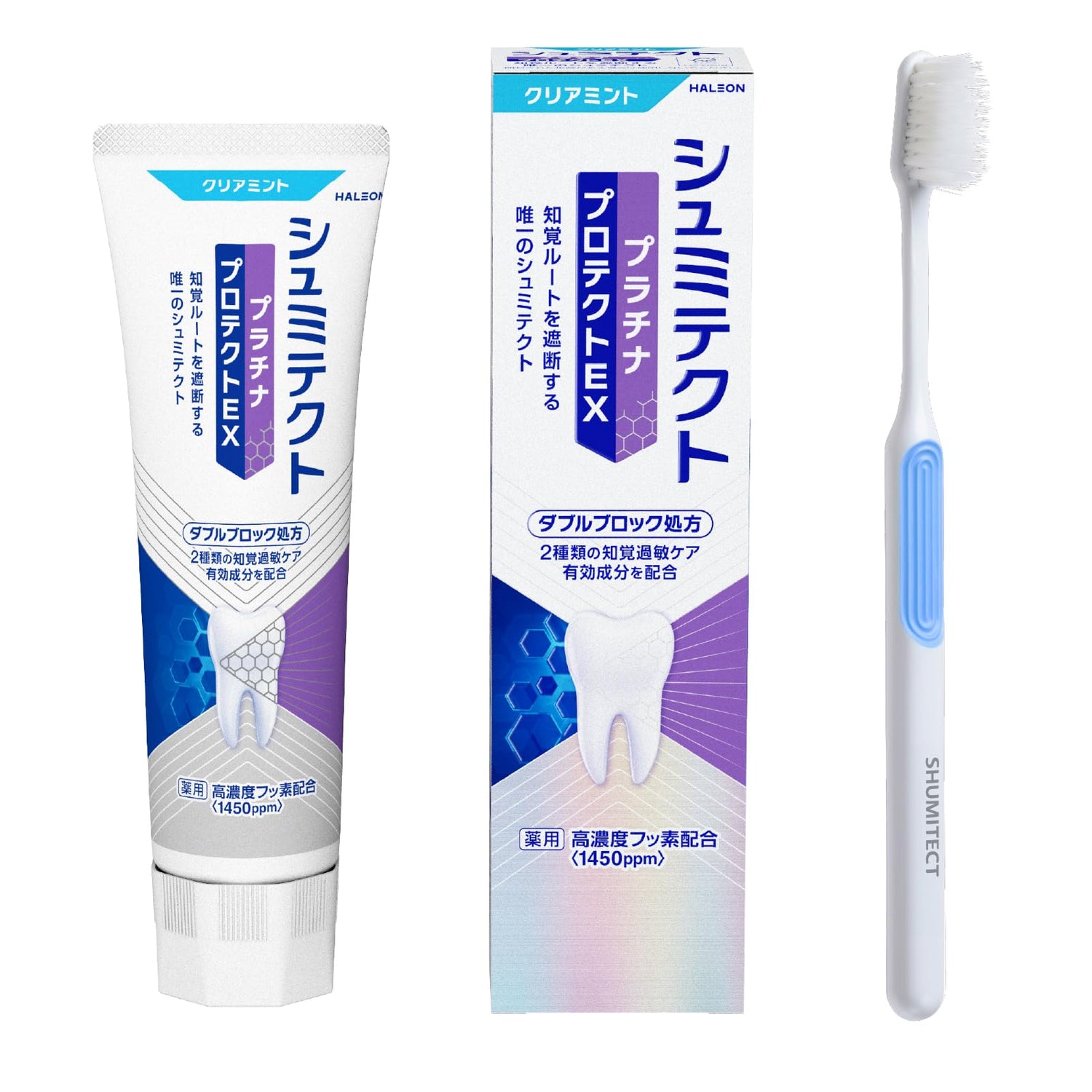 SENSODYNE Platinum Protect EX Clear Mint [Quasi-drug] Toothpaste for Sensitive Teeth Care High Concentration Fluoride Content <1450ppm> 1 Tube + Toothbrush Included