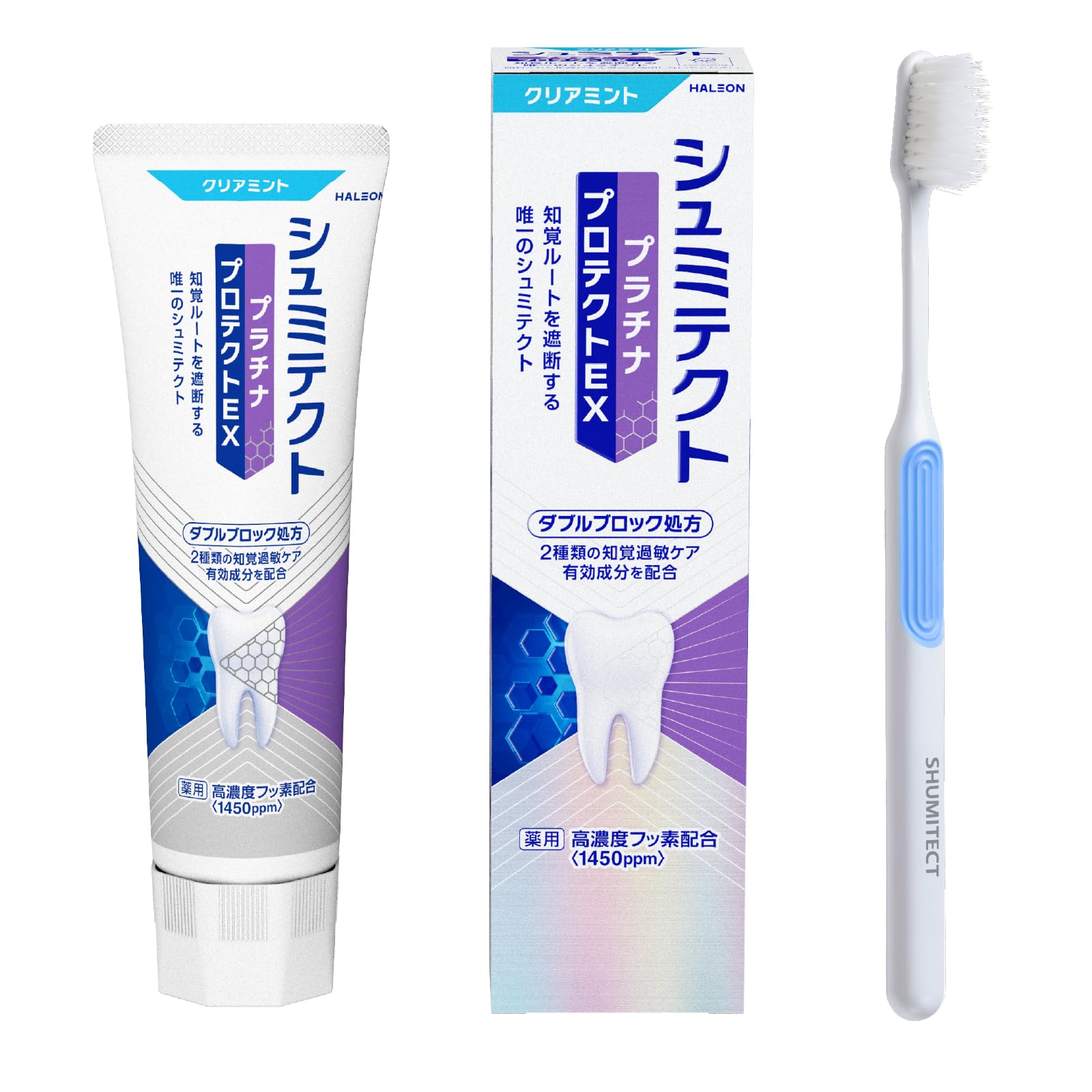 SENSODYNE Platinum Protect EX Clear Mint [Quasi-drug] Toothpaste for Sensitive Teeth Care High Concentration Fluoride Content <1450ppm> 1 Tube + Toothbrush Included