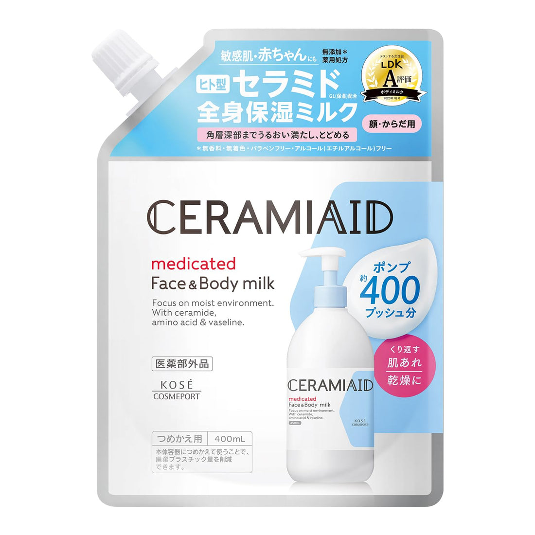 CeramAid Skin Milk Refill Moisturizing Milk for Sensitive Skin 400ml