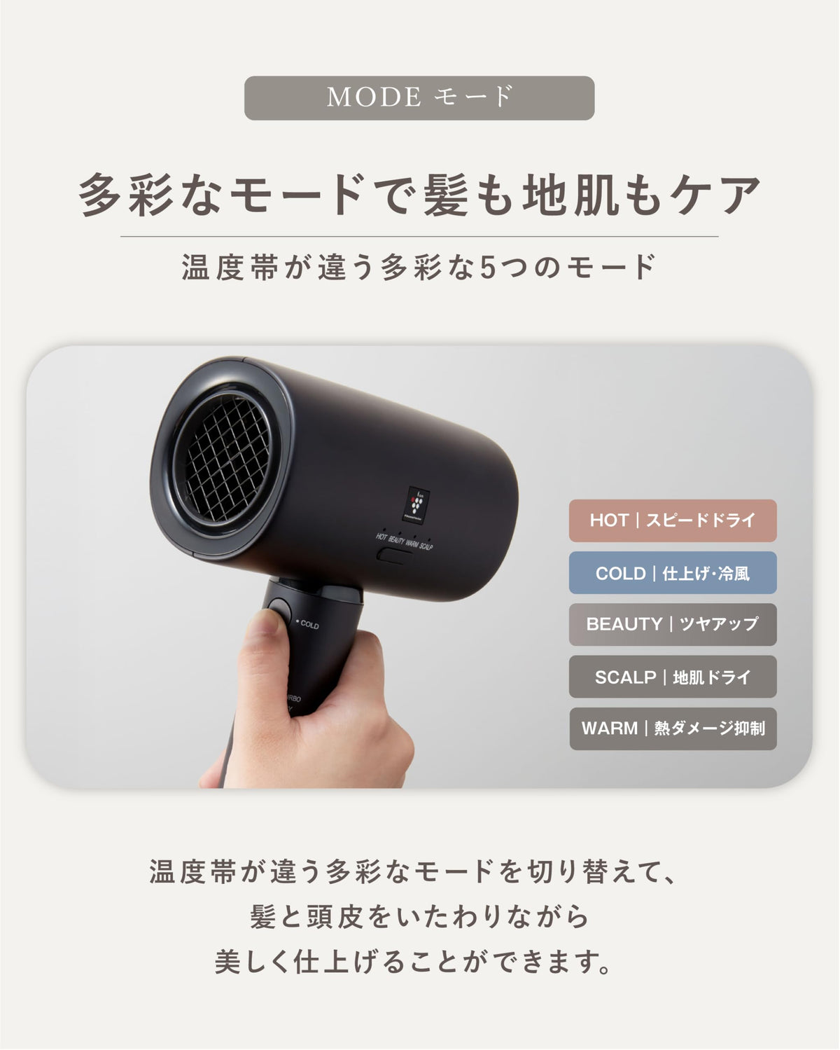 SHARP Hair Dryer Plasma Cluster Beauty IB-P801-B Midnight Black