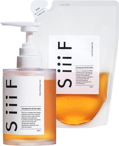 SiiiF Rinse-In Shampoo Set with Refill 300ml for Japanese Hair Care