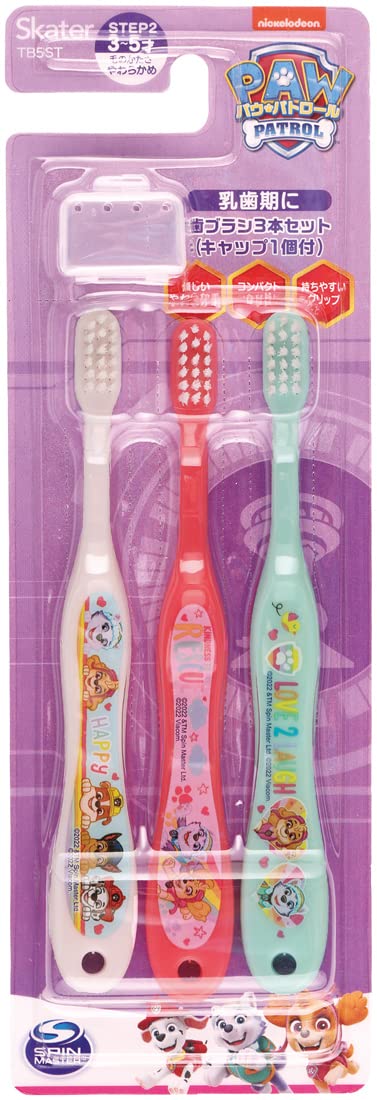 Skater Toddler Toothbrush for Ages 3-5 Soft 3-Pack Paw Patrol Rescue 14cm TB5ST-A