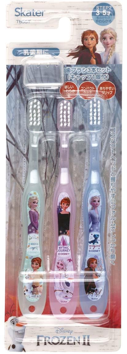 Skater Toothbrush 14cm for Preschool Children 3-5 Years Soft 3 Pieces Disney Frozen 23 TB5ST-A