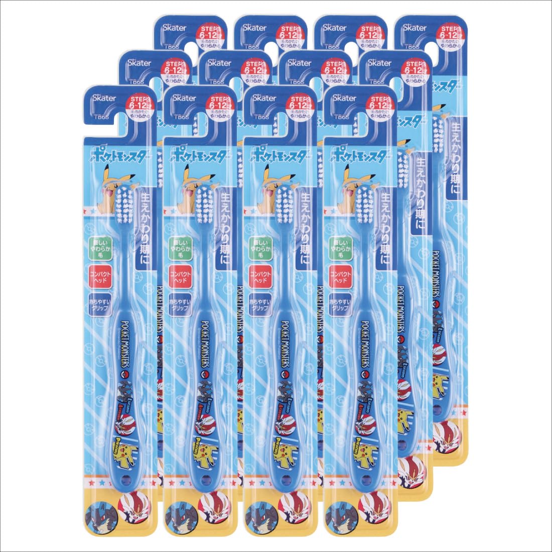 [Amazon.co.jp Exclusive] Skater Toothbrush 12-Piece Set for Elementary School Students Ages 6-12 Soft Bristle Pokémon 15.5cm TB6S-A