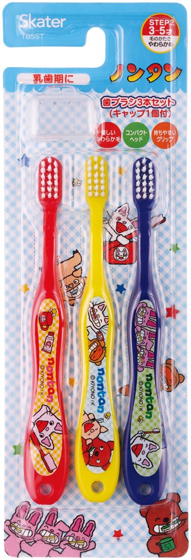Skater Toothbrush for Preschoolers 3-5 Years Soft 3-Pack Nontan 14cm TB5ST-A
