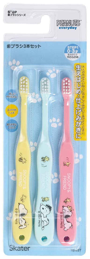 Brosse à dents Skater pour nourrissons 0-3 ans souple 3 pièces Brosse à dents Snoopy 15 cm TB4ST-A