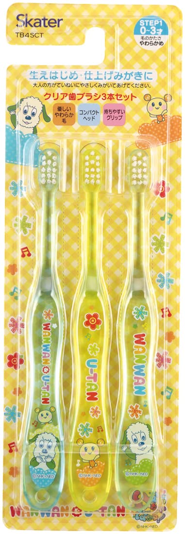 Skater Toothbrush for Infants 0-3 Years Soft 3 Pieces Toothbrush Inai Inai Baa! 15cm TB4SCT-A
