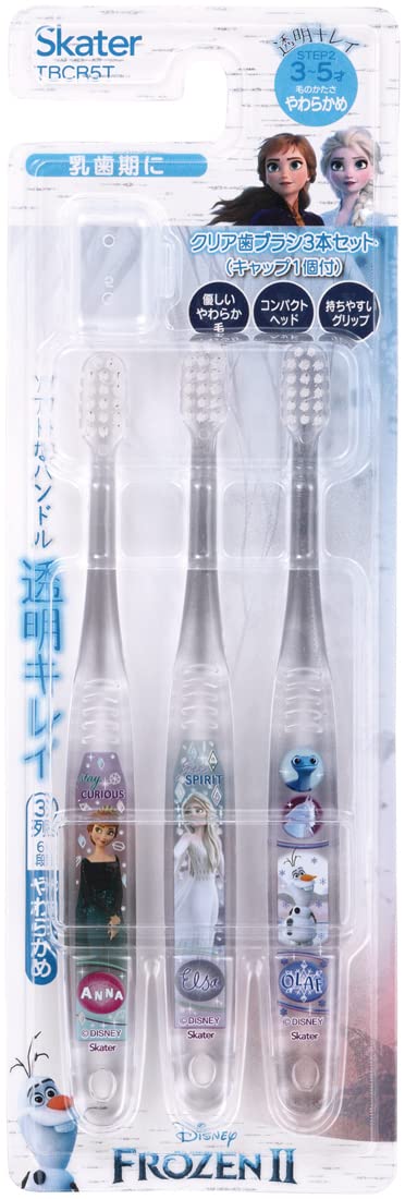 Skater Toothbrush for Preschoolers 3-5 Years Soft Clear 3 Pieces Disney Frozen 23 TBCR5T-A