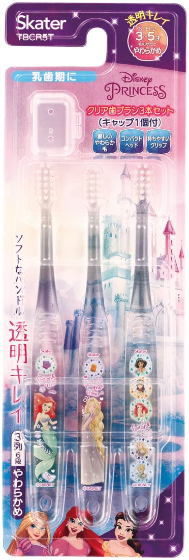 Skater Toothbrush for Preschoolers 3-5 Years Soft Clear 3 Pieces Disney Princess 23 TBCR5T-A