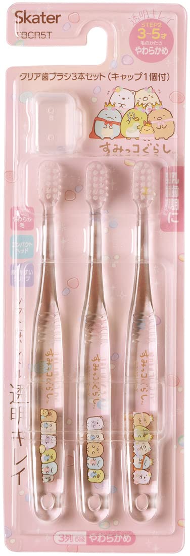 Skater Toothbrush for Preschoolers 3-5 years Soft Clear 3 pieces Sumikko Gurashi Mole&