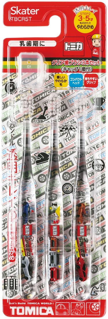 Skater Toothbrush for Preschoolers 3-5 Years Soft Clear 3 Pieces Tomica 23 TBCR5T-A