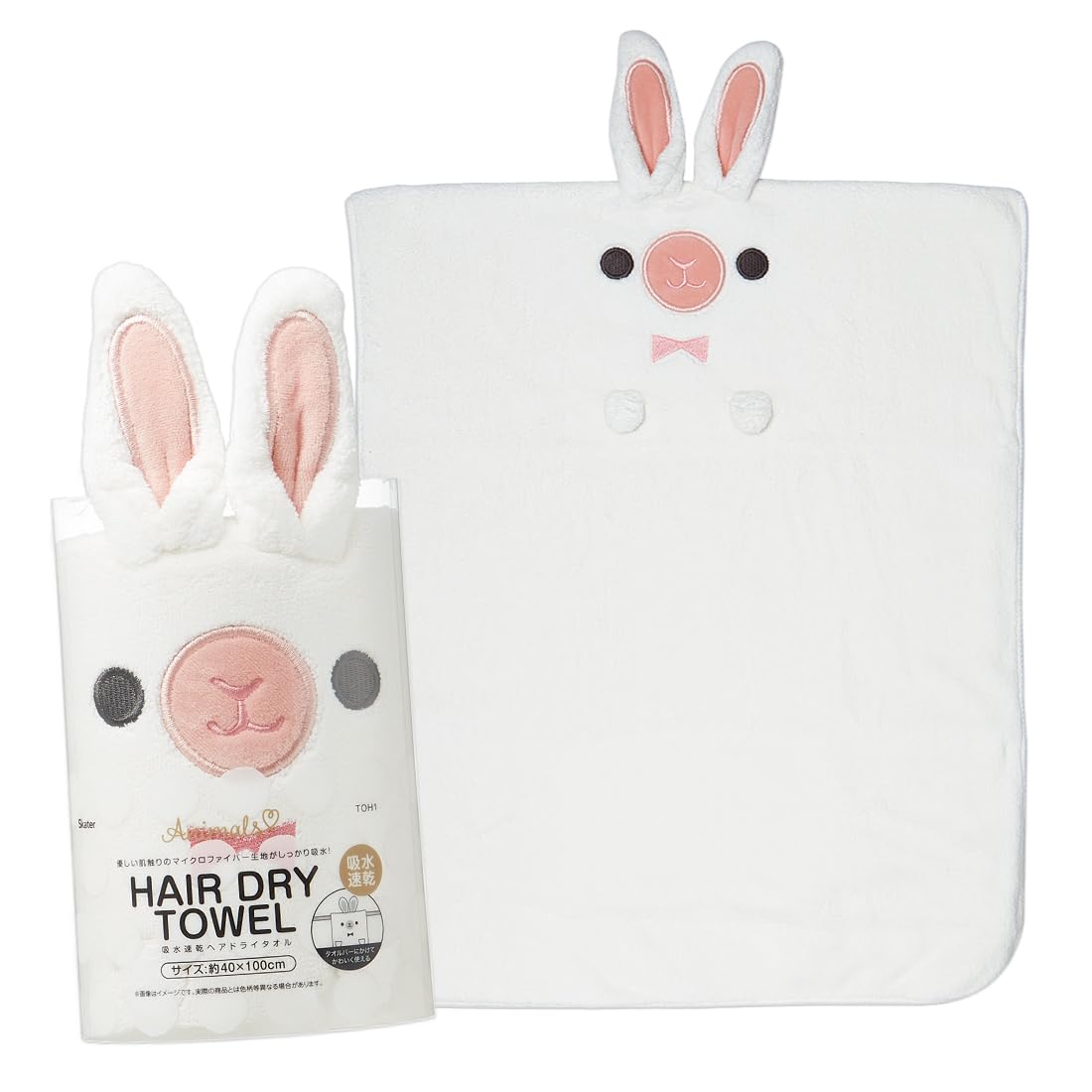 Skater スケーター (skater) 吸水 速乾 ヘアドライタオル うさぎ アニマルズ 縦40×横100cm TOH1-A
