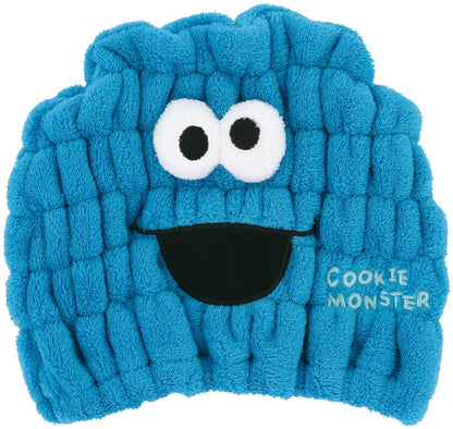 Skater Quick-Dry Animal Towel Cap Cookie Monster 23x17cm