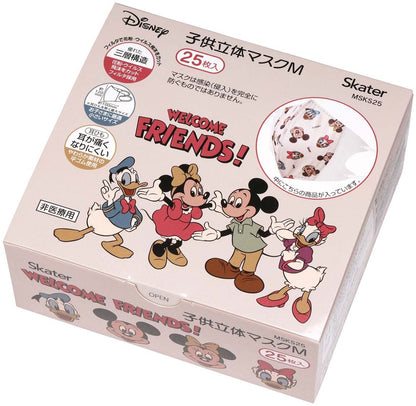 Skater Three-Layer Structure Non-Woven Fabric 3D Mask M for Children 25 Pieces Disney Mickey Mouse &amp; Friends MSKS25-A