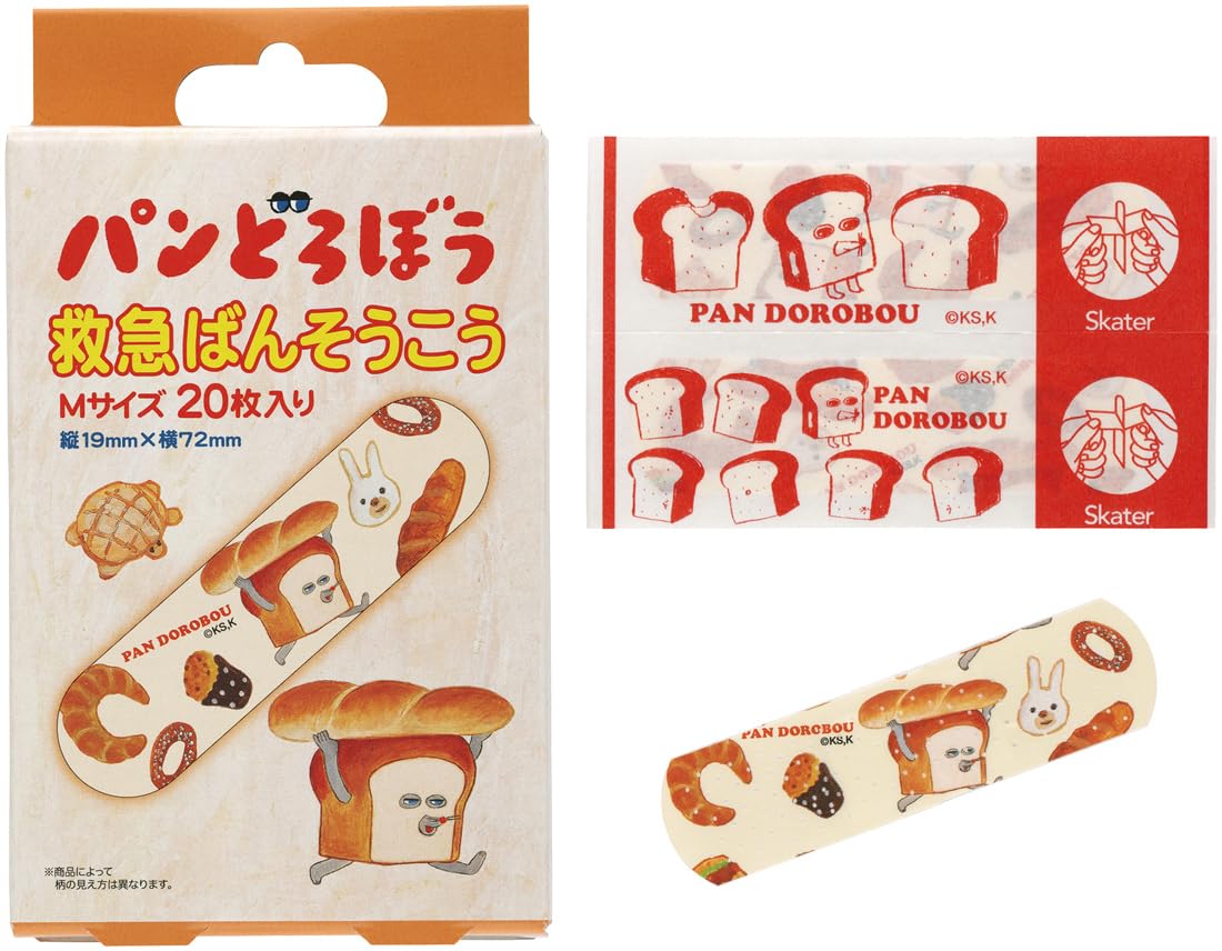 Skater Adhesive Bandage Bread Thief M Size 20 Pieces Made in Japan