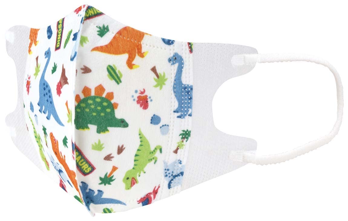 Skater Non-Woven 3D Mask 7 Pieces for Kids 2-3 Years Old Three-Layer Structure Dinosaur MSKB1N-A