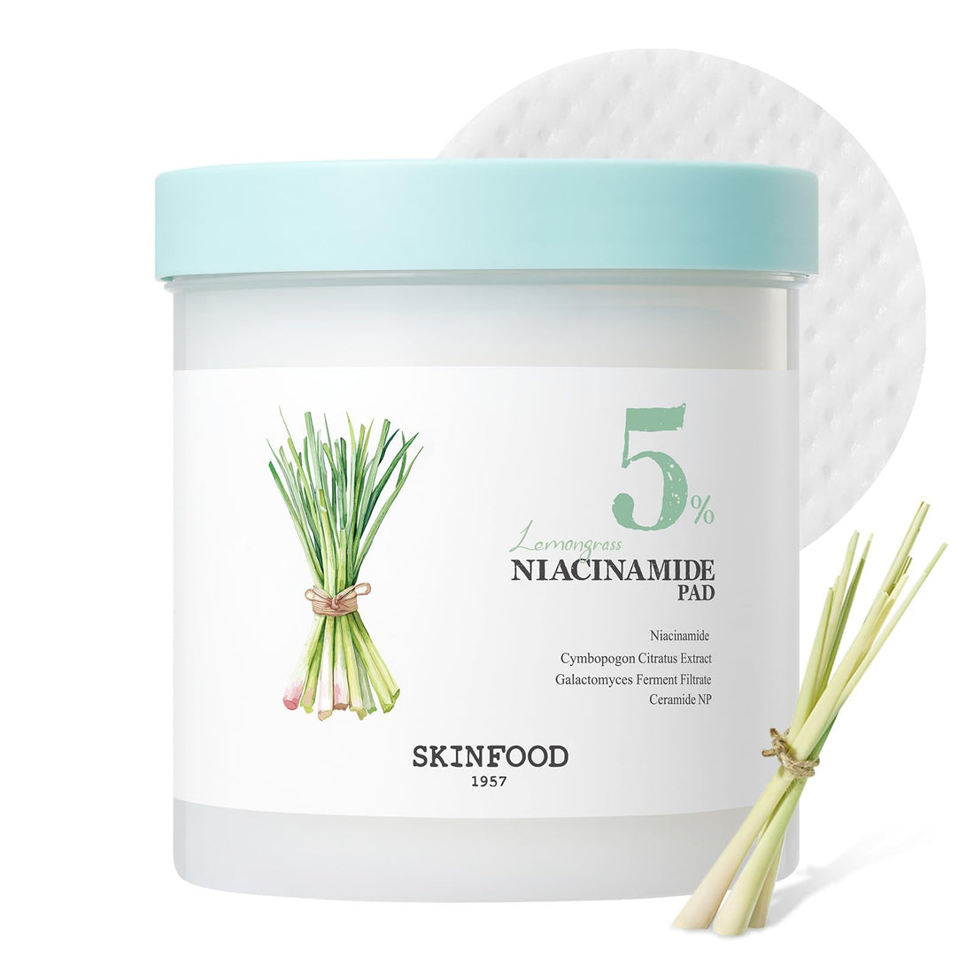 SKINFOOD Lemongrass Niacinamide 5 Pads 250g Gentle Toner Pads