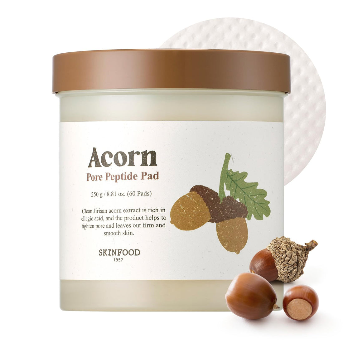 SKINFOOD 1957 Toner Pads with Acorn Peptides 250g for Japanese Skincare