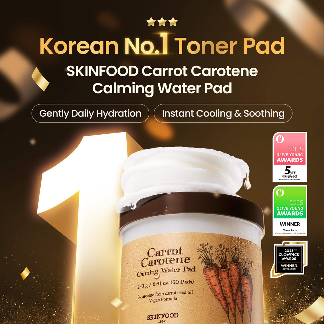 SKINFOOD Carrot Toner Pads 250g for Japanese Skincare