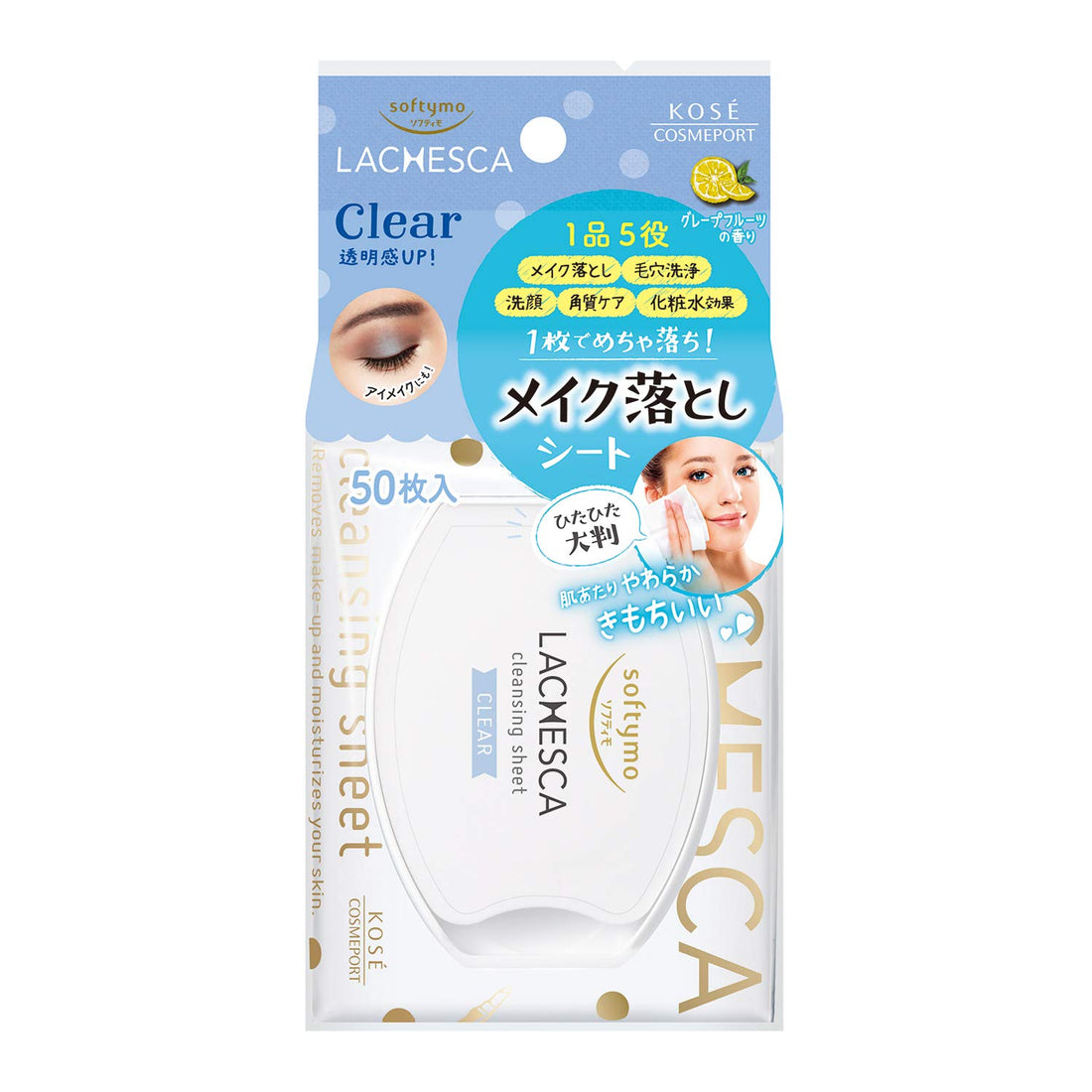 Softymo Lacheska Water Cleansing Sheet 50 Sheets for Effortless Makeup Removal