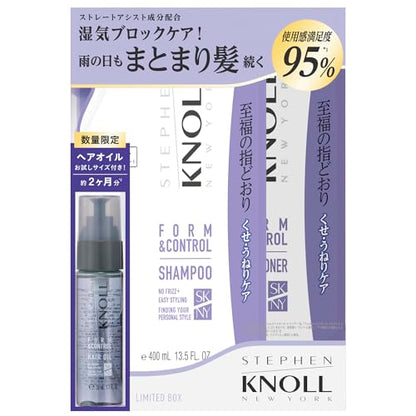 Stephen Knoll Form Control Shampoo &amp; Conditioner Refill Set Limited Edition 400mL + 400mL + Hair Oil 35mL for Frizz, Waves, and Volume with Protein, Hyaluronic Acid, Argan Oil, Jojoba Oil Salon