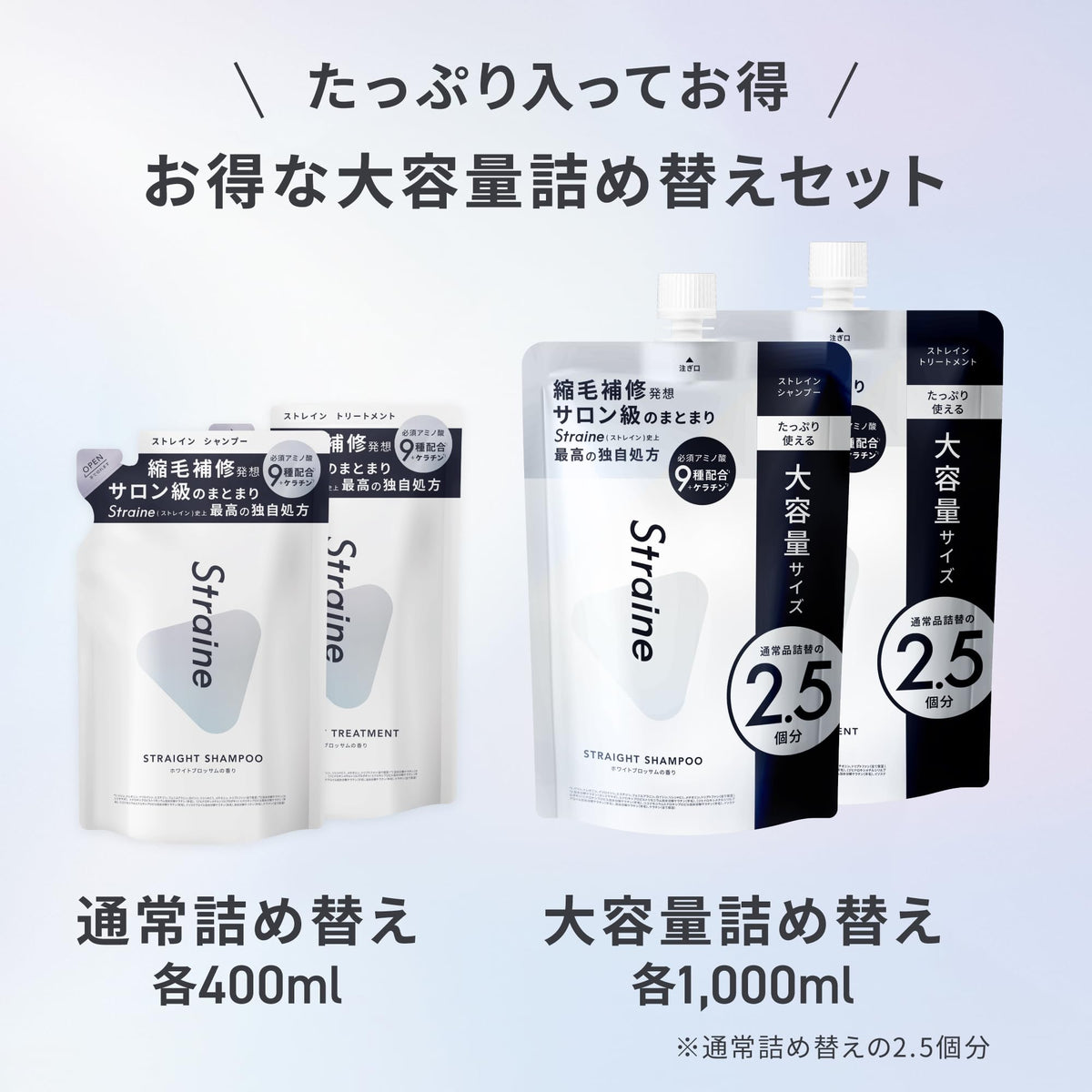 Straine Hair Treatment Set with White Blossom Scent 400ml