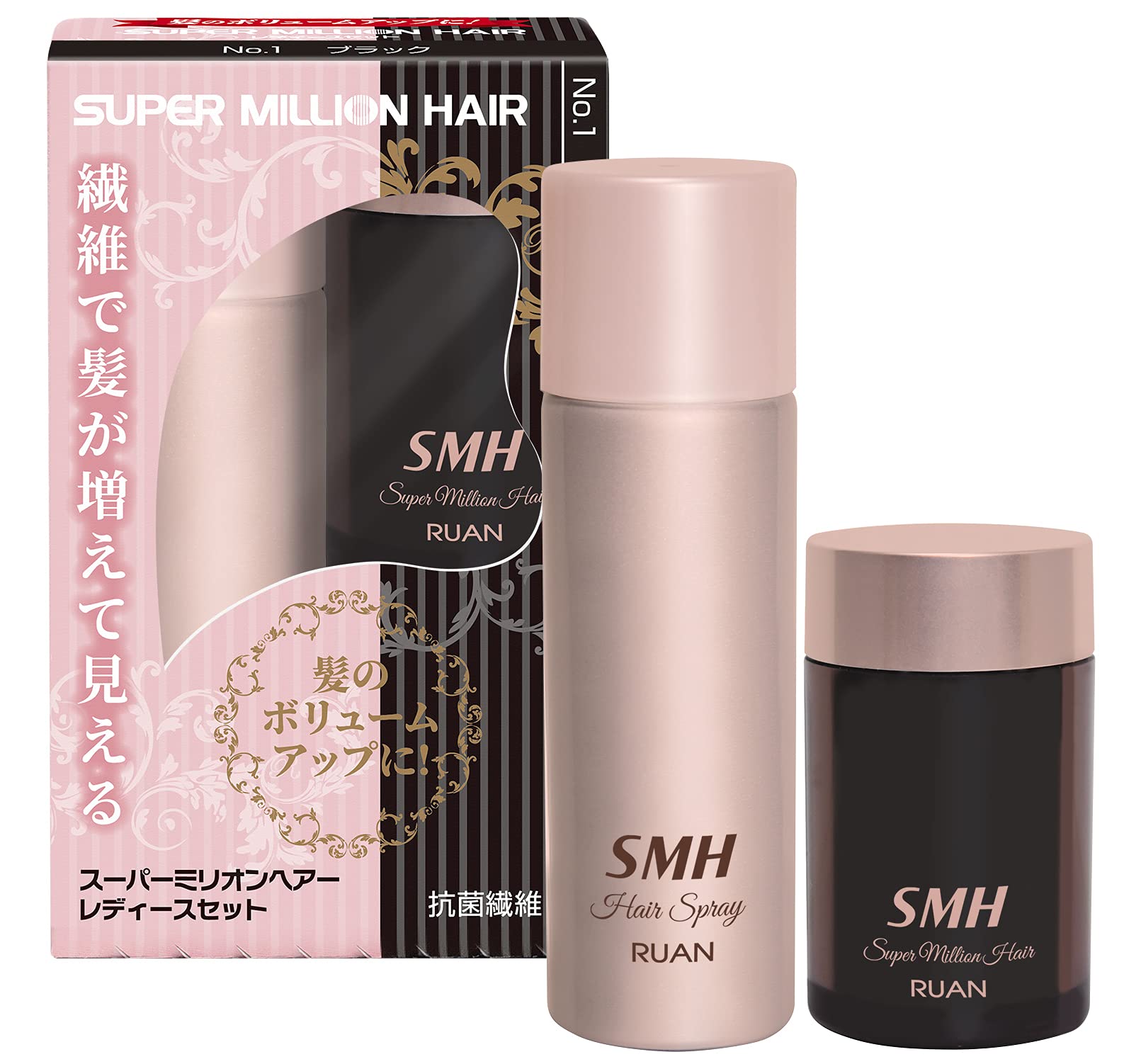 Super Million Hair スーパーミリオンヘアー レディースセット ブラック No.1 (スーパーミリオンヘアー10g + スーパーミリオンヘアスプレー35g)