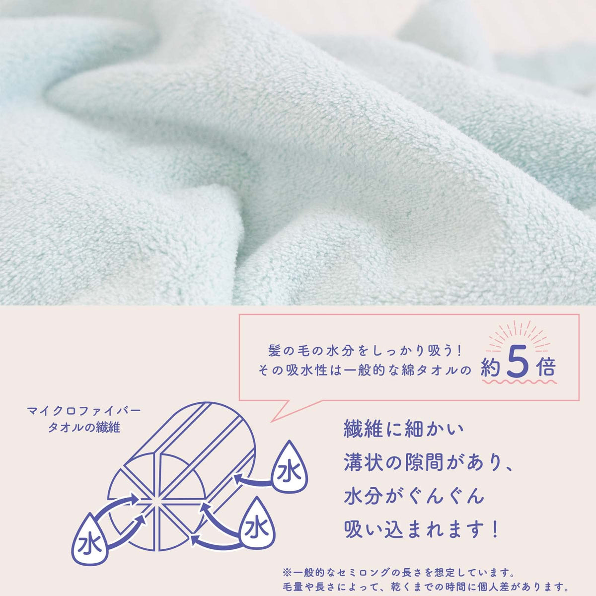 Honda Towel Hair Drying Towel Microfiber Quick Drying Pink 40x100cm
