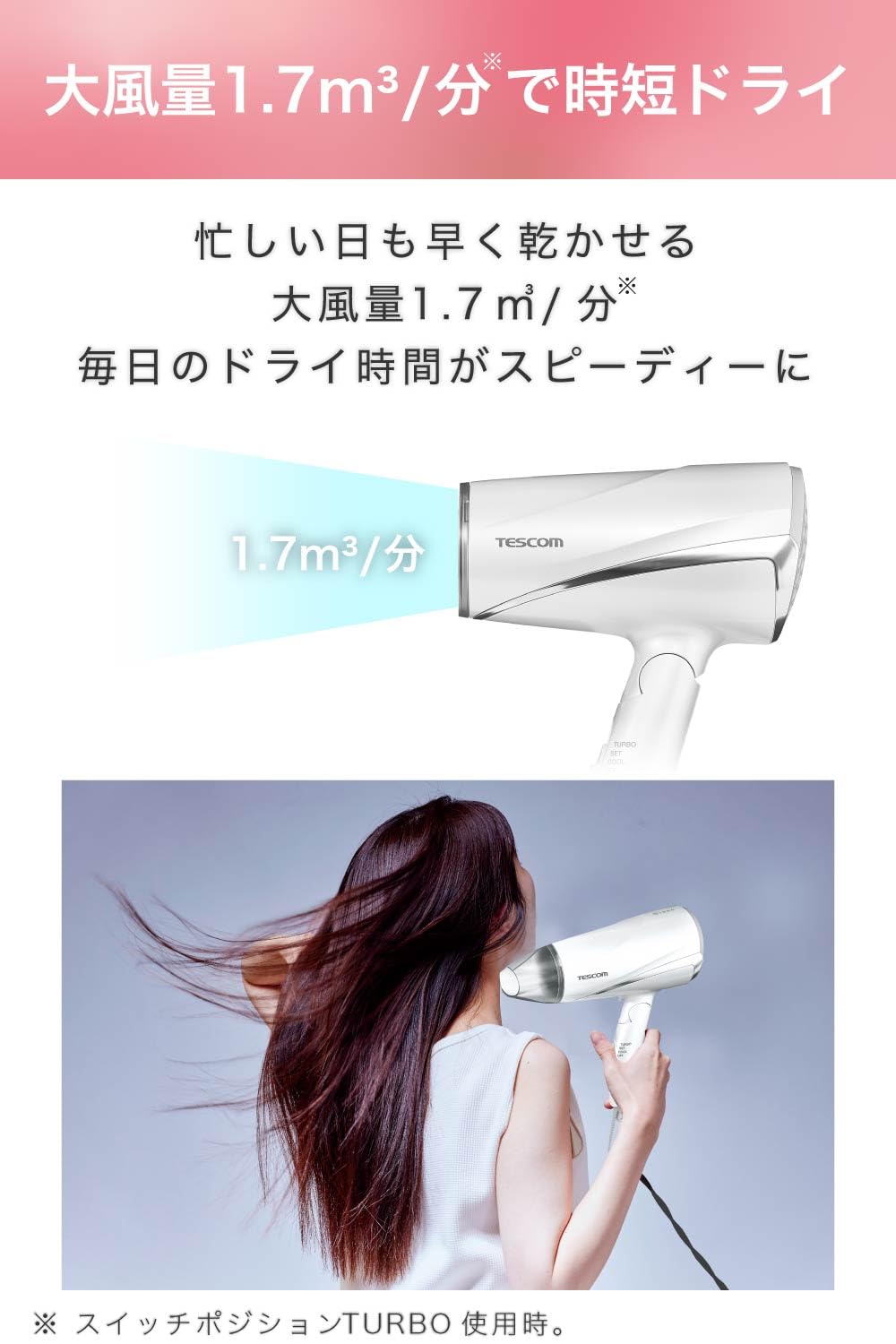 TESCOM Hair Dryer with Negative Ion Technology and Folding Design