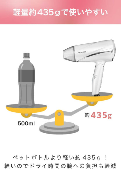 TESCOM Hair Dryer with Negative Ion Technology and Folding Design