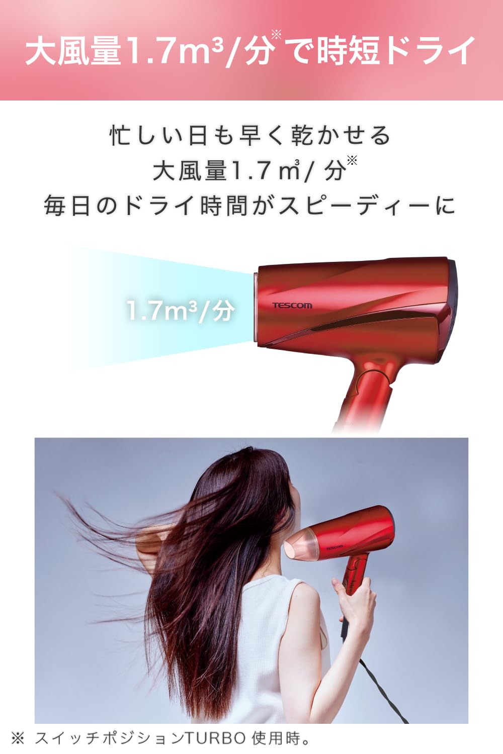 TESCOM Hair Dryer with Negative Ion Technology Lightweight and Foldable
