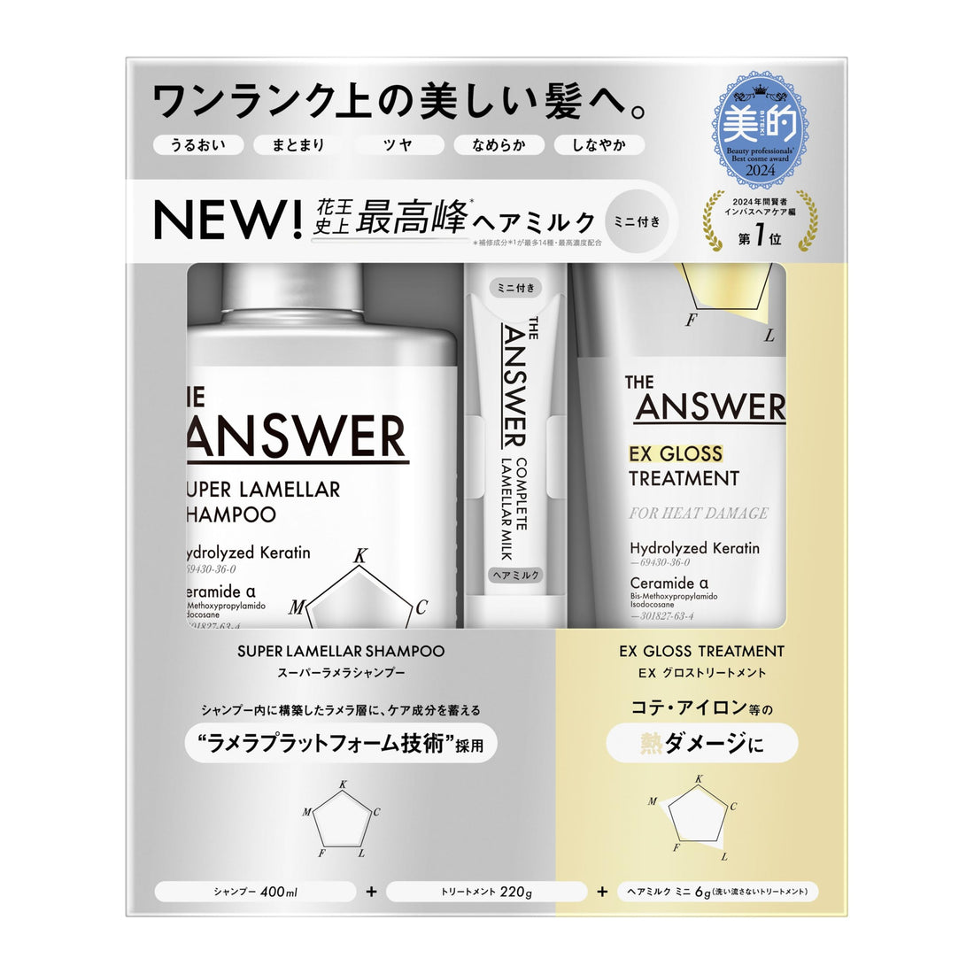THE ANSWER Shampoo et Traitement Capillaire Éclat 400ml 220g