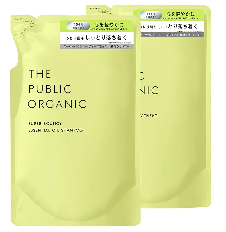 THE PUBLIC ORGANIC Super Bouncy Set de recharges shampooing et soin capillaire 400mL + 400mL