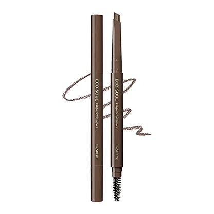 The Saem Eco Soul Edge Brow Pencil Deep Brown with Sharpener and Refill