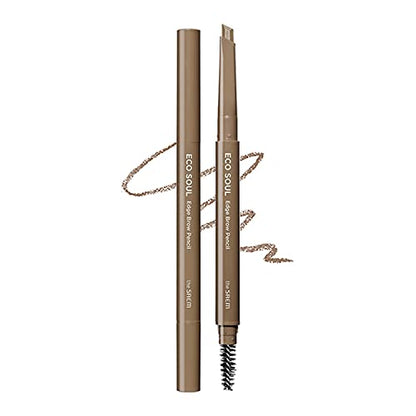 The Saem Eco Soul Edge Brow Pencil 01 Brown with Sharpener and Refill 0.3g