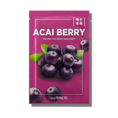 The Saem Official Japan Natural Mask Sheet Acai Berry 0051 1 Sheet Face Pack Face Mask Beauty Mask Korean Cosmetics
