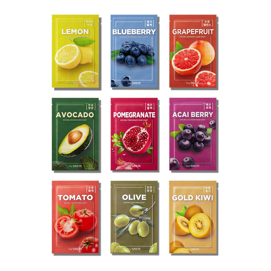 The Saem Natural Mask Sheet Set of 9 for Hydration and Refreshing Skin