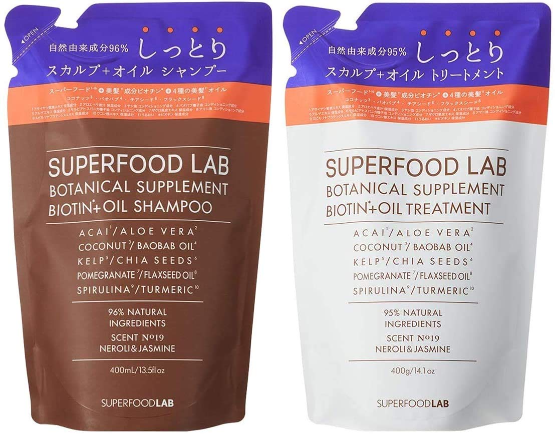 THE SUPERFOOD LAB Scalp Oil Moist Shampoo and Treatment Refill Set 400ml 400g