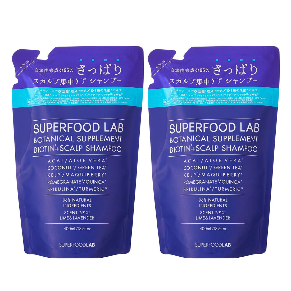 THE SUPERFOOD LAB Biotin Infused Scalp Essence Shampoo Refill 480ml x 2