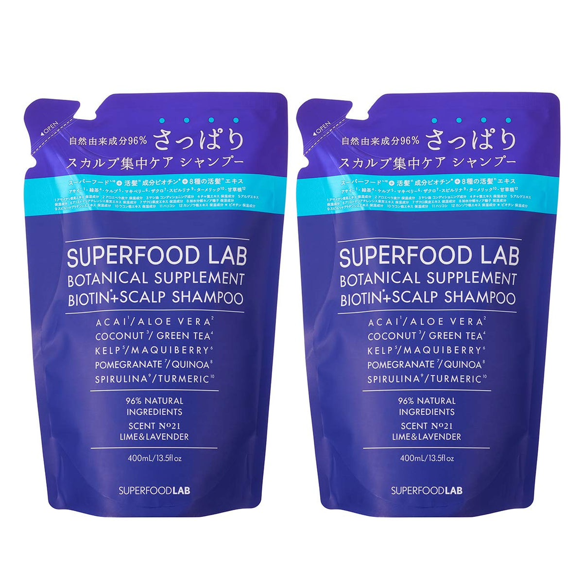 THE SUPERFOOD LAB Biotin Infused Scalp Essence Shampoo Refill 480ml x 2