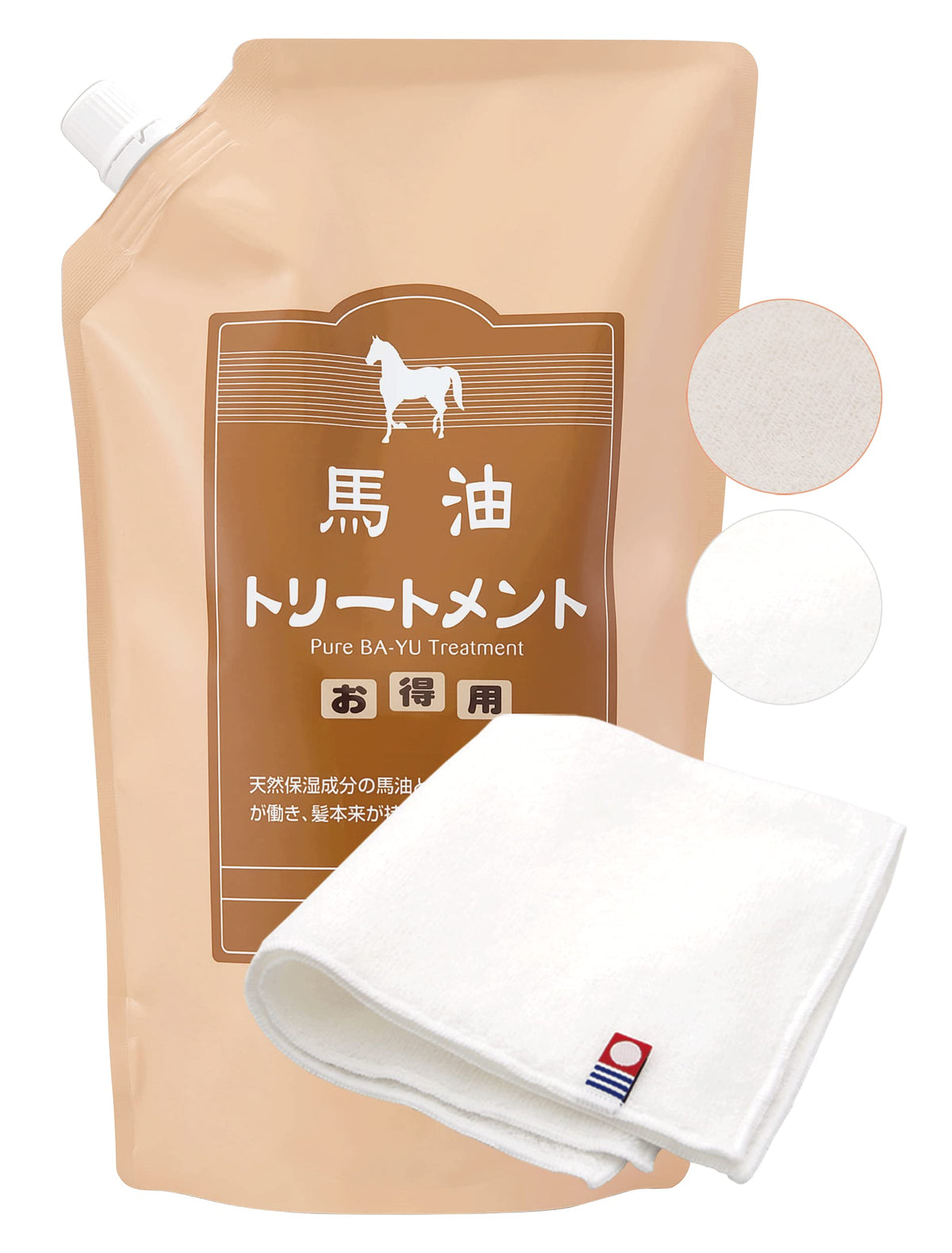 Toppusumairu Horse Oil Hair Treatment Refill 1000g with Imabari Towel