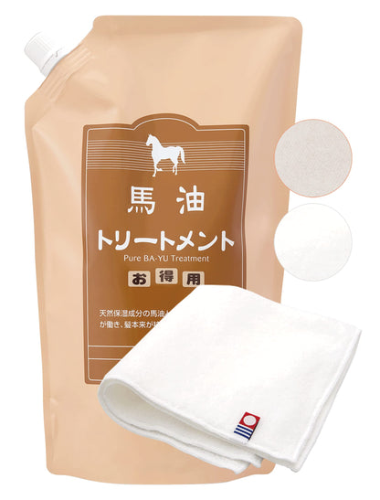 Toppusumairu Horse Oil Hair Treatment Refill 1000g with Imabari Towel