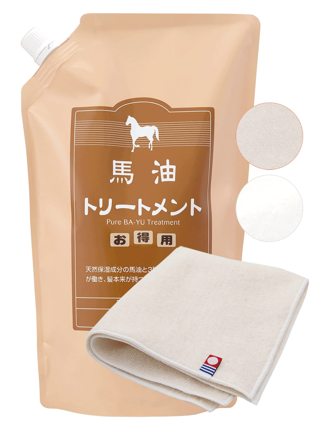 Toppusumairu Horse Oil Hair Treatment Refill 1000g with Imabari Towel